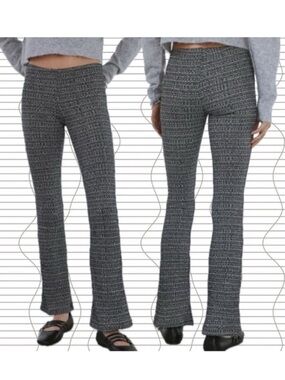 Urban Outfitters | Pria Knit Pull On Flare Pant Black White Tweed New Large NWT